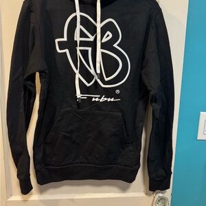 FUBU Black Hoodie with White Graphic NWOT